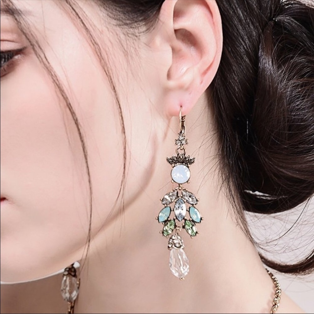 Gorgeous Seafoam Chandelier CZ Earrings